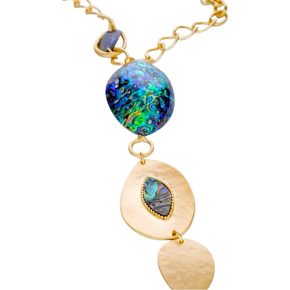 NWT Chico's Gold-Tone Hammered Medallion Y-Necklace - Picture 2 of 4